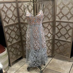 Light Blue Patterned Cocktail Dress